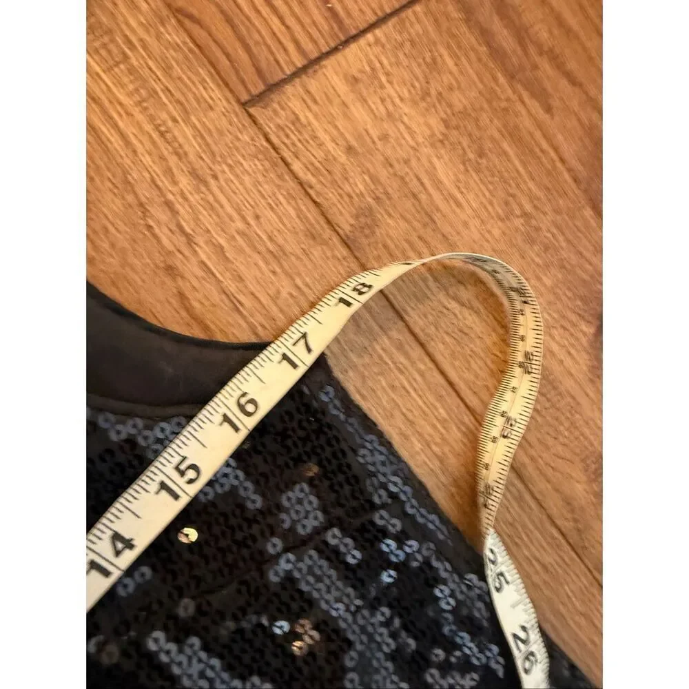 Free People Vintage black sequin scoop back tank dress 6